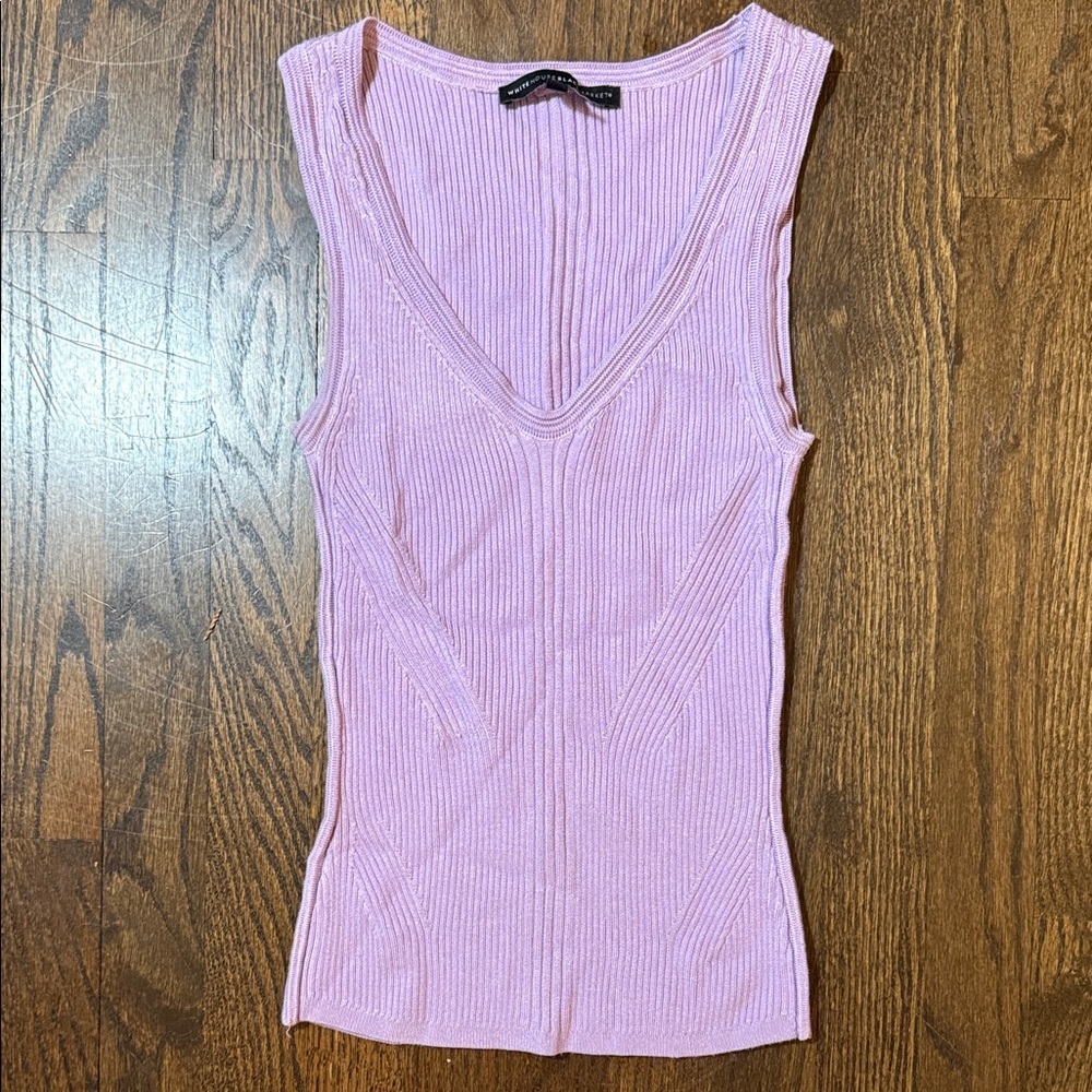White House Black Market Light Pink Ribbed Tank Top
